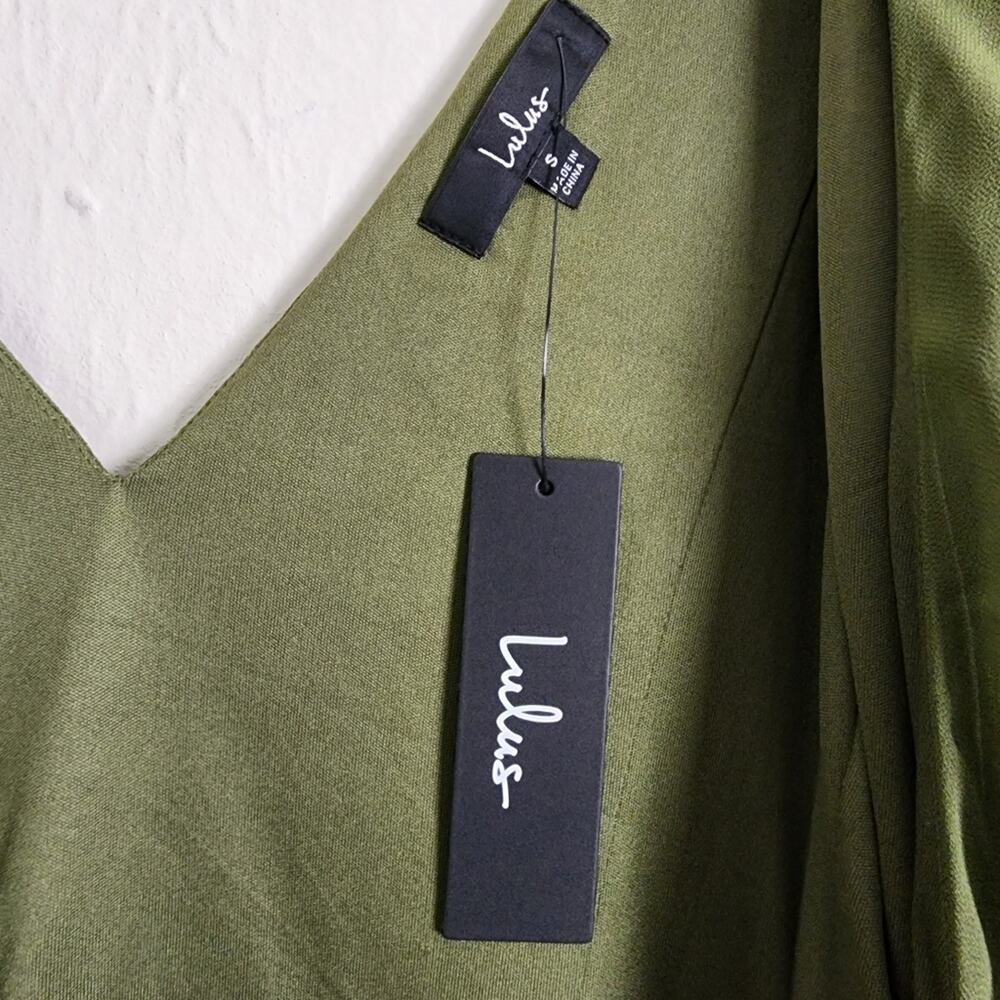 Lulus Convincing Grace Green Flutter Sleeve Wrap Maxi Dress Small Wedding Guest - Picture 6 of 10